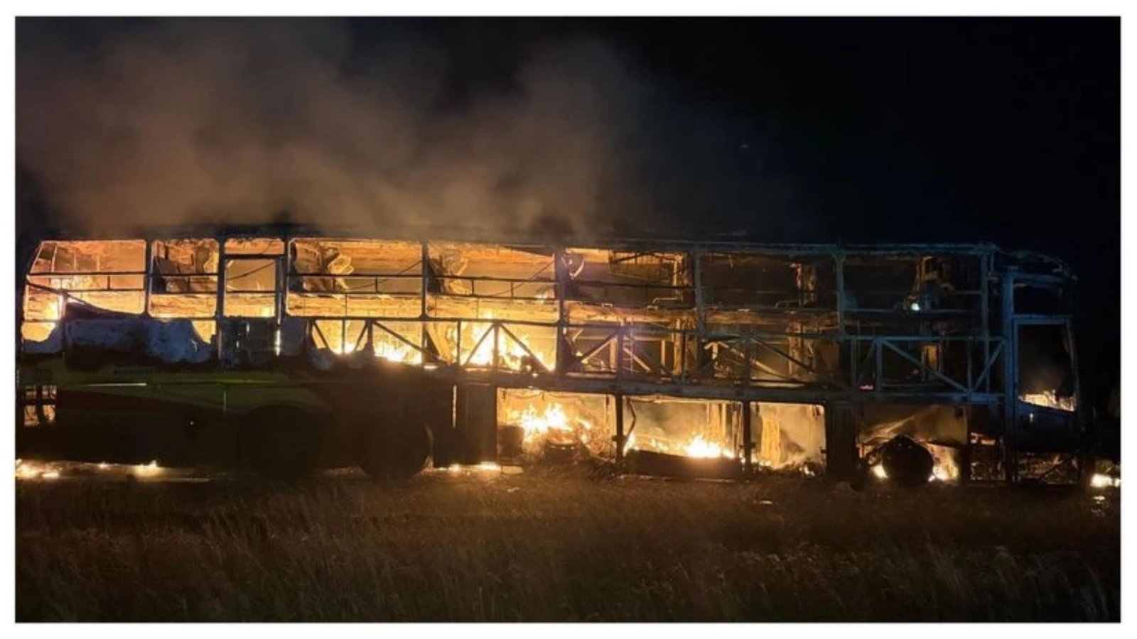 Bus fire on Hyderabad-Bengaluru highway kills at least 20 people