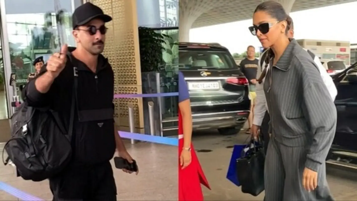 Ranbir Kapoor greets Deepika Padukone with a hug at airport