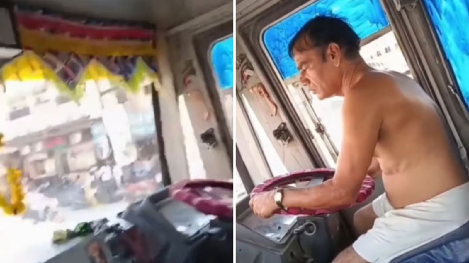 Rajasthan Roadways Driver Suspended After Viral Video Shows Him Driving Barely Clothed and Eating Behind the Wheel