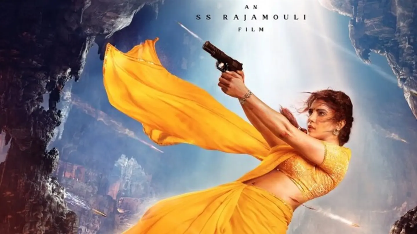 Priyanka Chopra Saree Stunt: First Look at Rajamouli’s ‘Globe Trotter’
