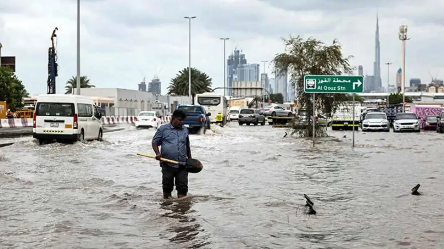 UAE flights cancelled roads flooded as rare storm soaks Dubai Sharjah