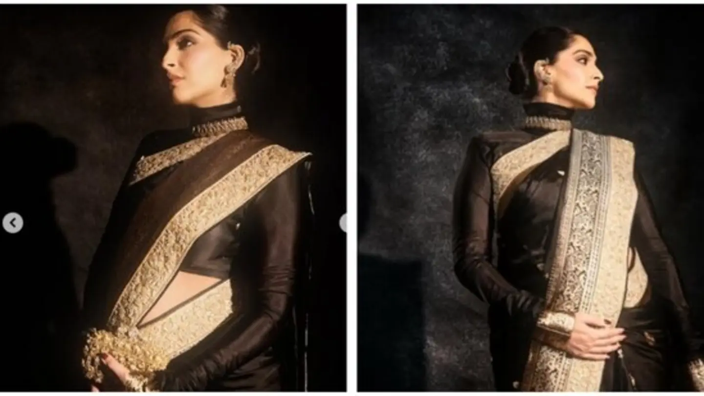 Sonam Kapoor stuns in Banarasi saree, flaunts baby bump at event